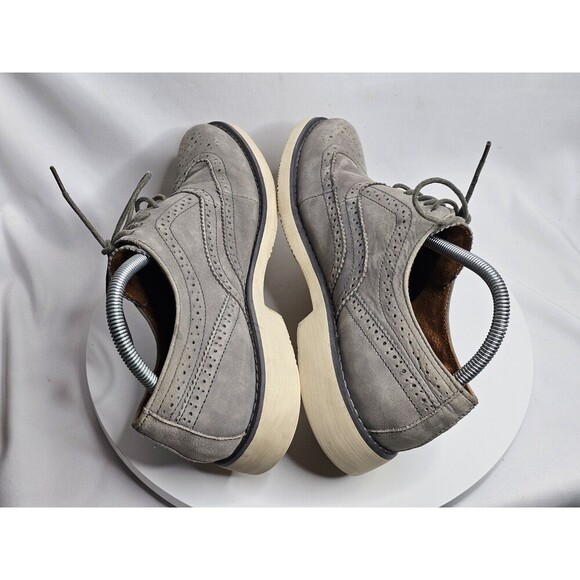 Steve Madden Transfer Men's Shoes 8 Grey Leather Wingtip Lace Up Oxford Dress - Picture 4 of 8